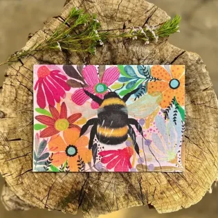 Vibrant Floral Bumble Bee Plantable Seed Paper Card by Erika’s Whimsical Art 3