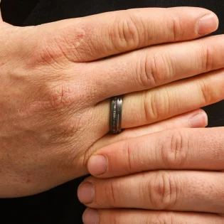 Hart Deer Antler & Silver Tungsten Steel Men’s Ring by Botanica