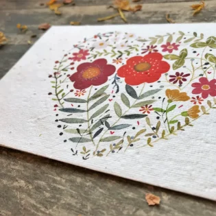 Floral Heart Plantable Seed Paper Card by Erika’s Whimsical Art 1