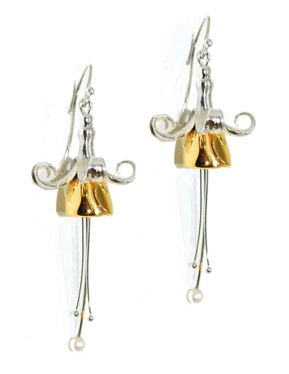 Sterling Silver, Pearl & Gold Vermeil Fuchsia Drop Earrings