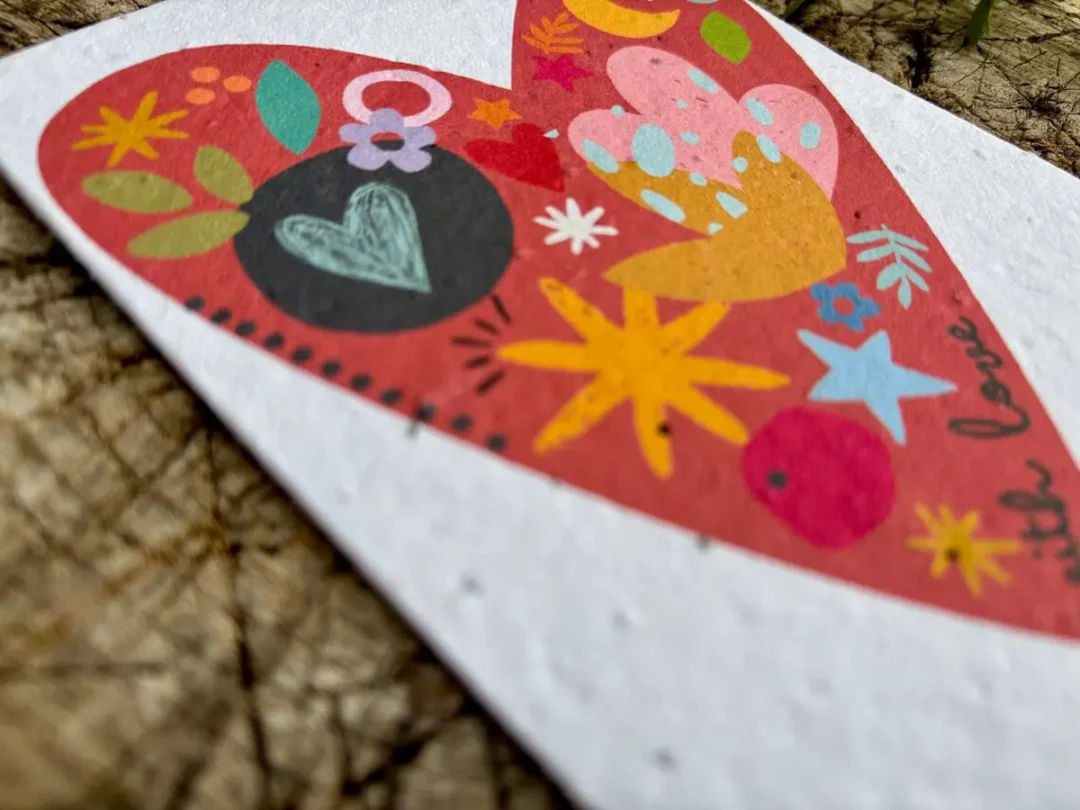 'With Love' Plantable Seed Paper Heart Card by Erika's Whimsical Art 2