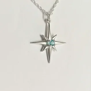 Sterling Silver Topaz Star Pendant Necklace