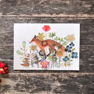 Fox Blooms Plantable Seed Paper Card by Erika’s Whimsical Art 2
