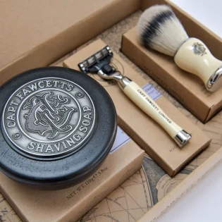 Shaving Brush, Razor & Soap Gift Set by Captain Fawcett