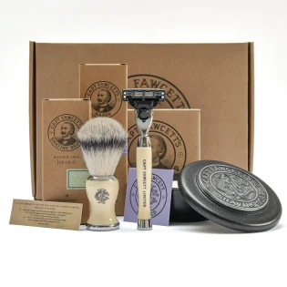 Shaving Brush, Razor & Soap Gift Set by Captain Fawcett