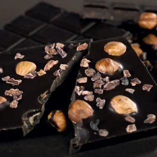 Cocoa Loco's Dark Chocolate, Cocoa Nibs & Hazelnut Bar