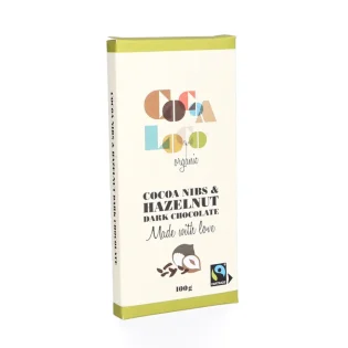Cocoa Loco's Dark Chocolate, Cocoa Nibs & Hazelnut Bar