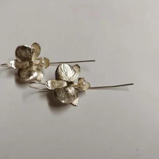 Sterling Silver & Pearl Moth Orchid Drop Earrings