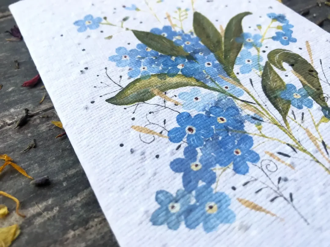 'Forget Me Not Blooms' Plantable Seed Paper Card by Erika's Whimsical Art 2