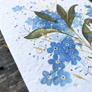 'Forget Me Not Blooms' Plantable Seed Paper Card by Erika's Whimsical Art 2