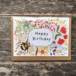 Bumble Bee 'Happy Birthday' Plantable Seed Paper Card 4