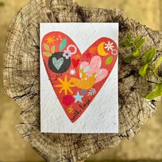 'With Love' Plantable Seed Paper Heart Card by Erika's Whimsical Art 3