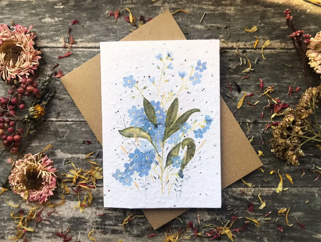 'Forget Me Not Blooms' Plantable Seed Paper Card by Erika's Whimsical Art 3