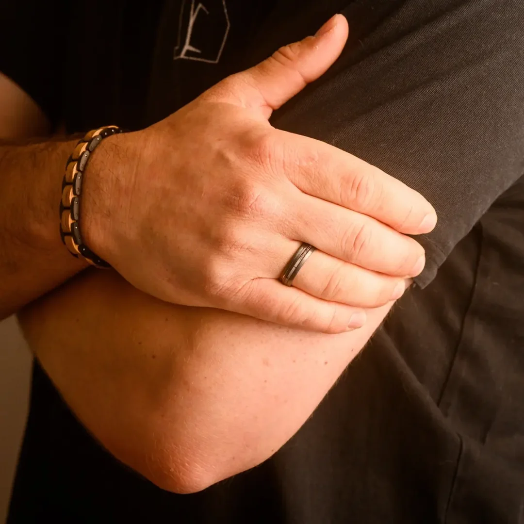 Hart Deer Antler & Silver Tungsten Steel Men’s Ring by Botanica