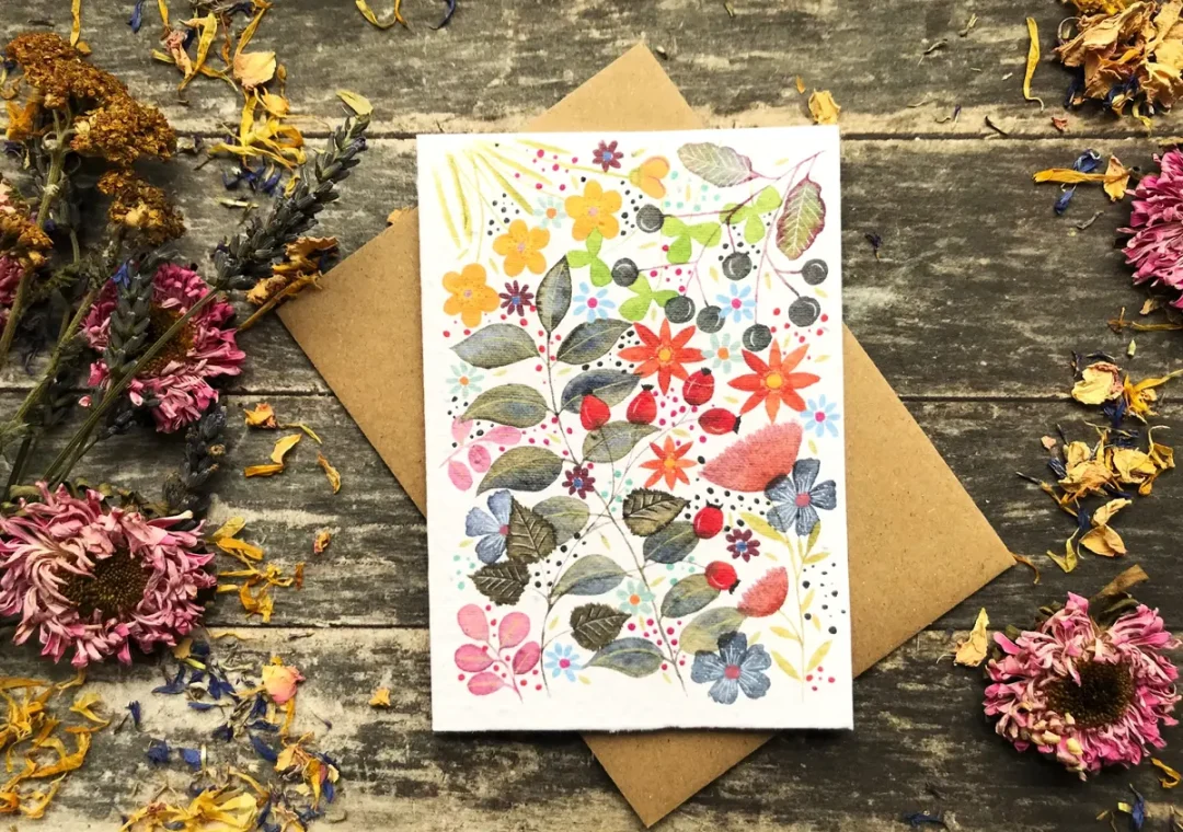 Botanical Watercolour Plantable Seed Paper Card by Erika's Whimsical Art 2