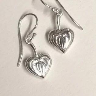 Sterling Silver Heart Drop Earrings