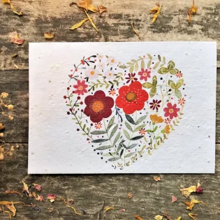 Floral Heart Plantable Seed Paper Card by Erika’s Whimsical Art 3