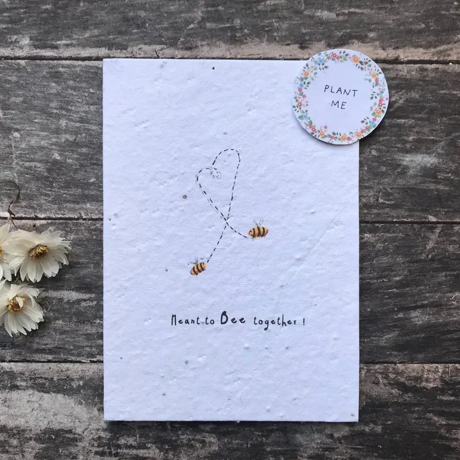 'Meant to Bee Together' Plantable Seed Paper Card by Erika's Whimsical Art Available at Tiezori