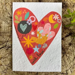 'With Love' Plantable Seed Paper Heart Card by Erika's Whimsical Art