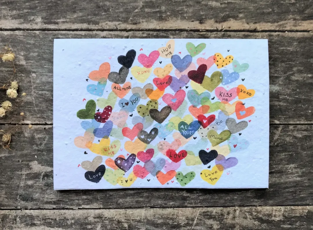 Love Hearts Plantable Seed Paper Card by Erika's Whimsical Art 2