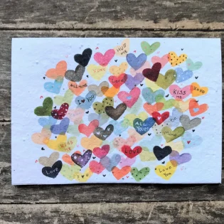 Love Hearts Plantable Seed Paper Card by Erika's Whimsical Art 2