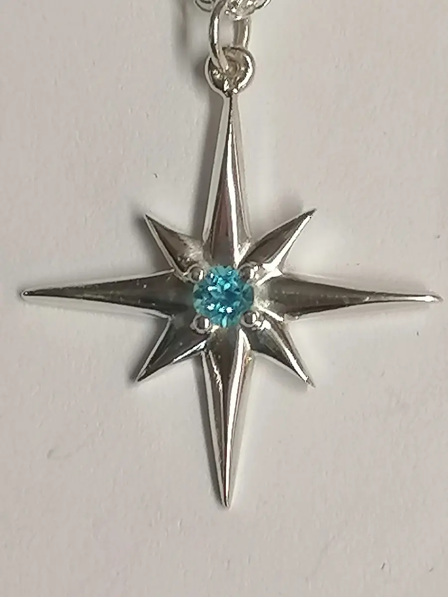 Sterling Silver Topaz Star Pendant Necklace