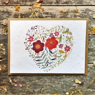 Floral Heart Plantable Seed Paper Card by Erika’s Whimsical Art 4