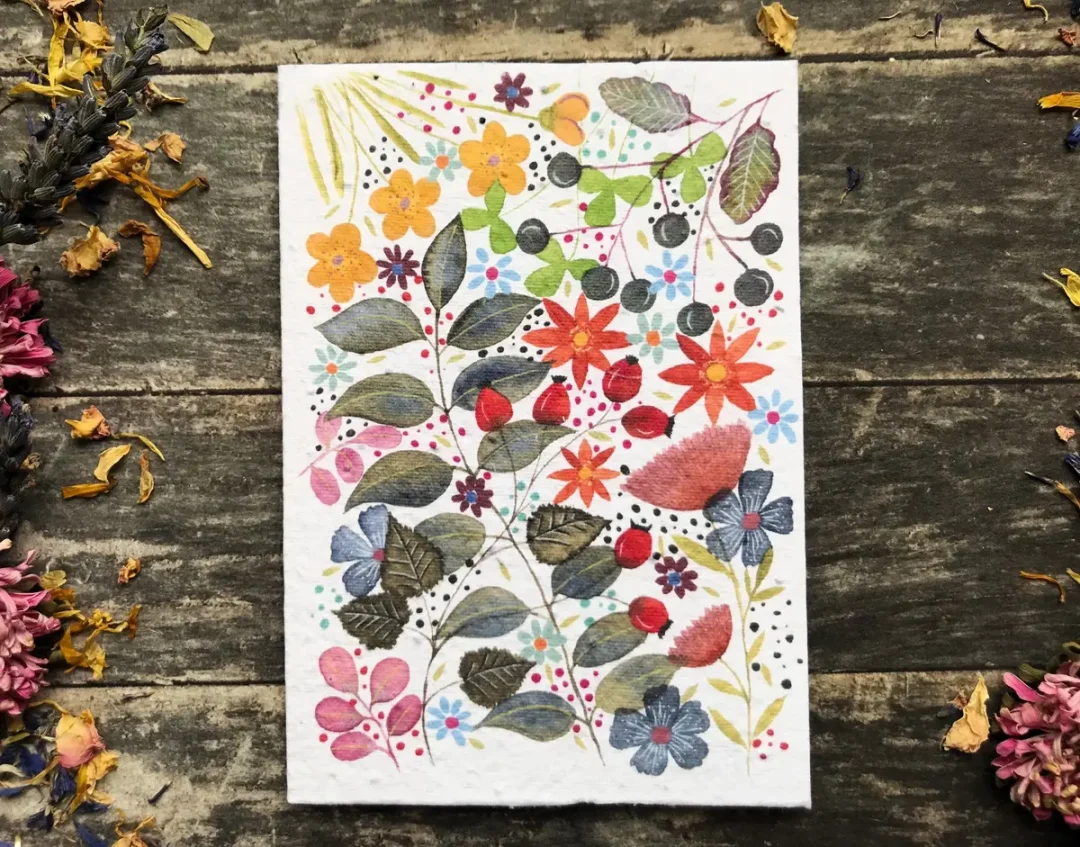 Botanical Watercolour Plantable Seed Paper Card by Erika's Whimsical Art 5