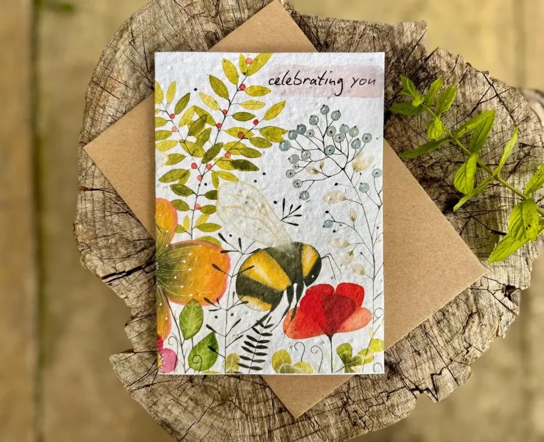Bumble Bee 'Celebrating You' Plantable Seed Paper Card by Erika’s Whimsical Art 3
