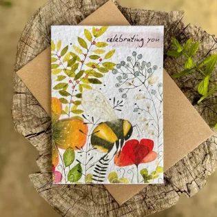 Bumble Bee 'Celebrating You' Plantable Seed Paper Card by Erika’s Whimsical Art 3