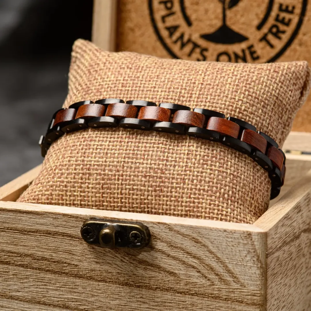 Botanica’s Wilfred Charcoal Black Tungsten Steel & Rosewood Bracelet