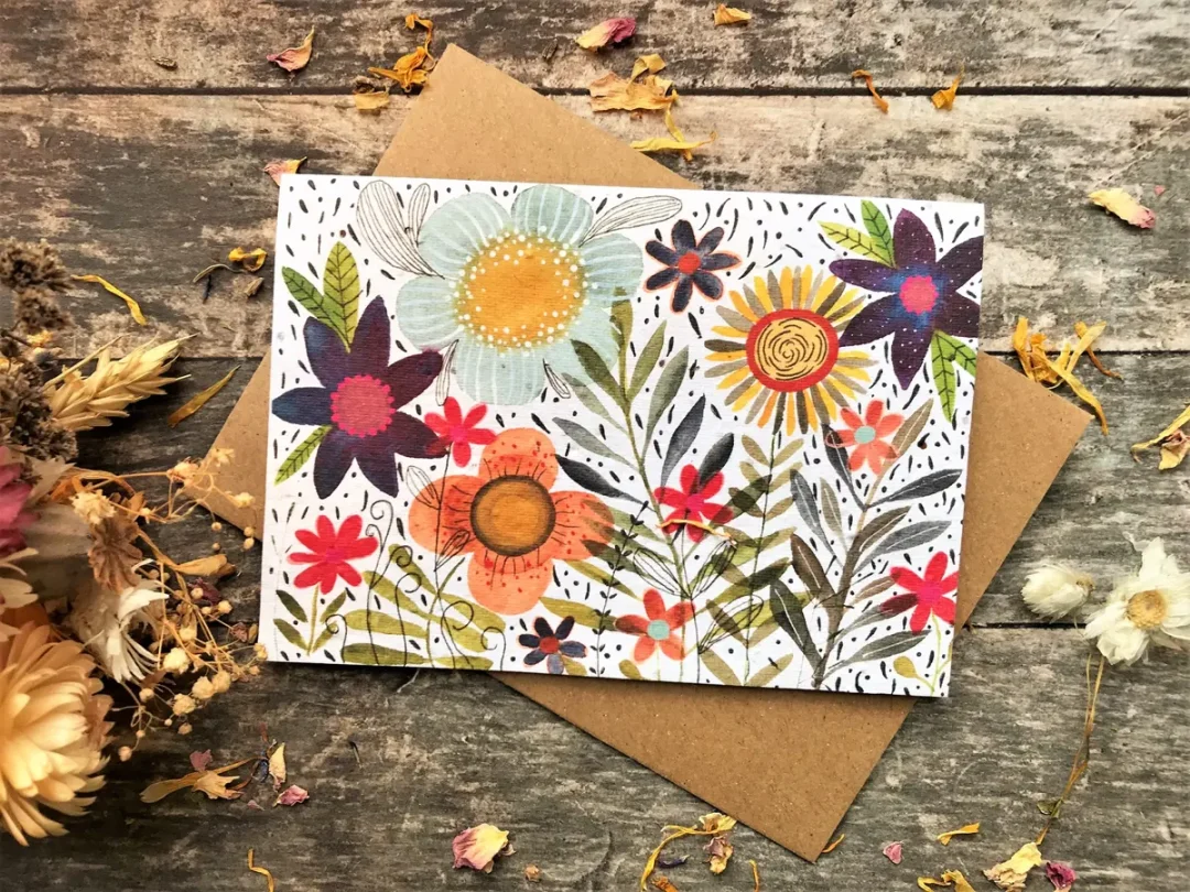 Wildflower Blooms Plantable Seed Paper Card by Erika's Whimsical Art 1