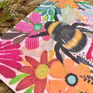 Vibrant Floral Bumble Bee Plantable Seed Paper Card by Erika’s Whimsical Art 5