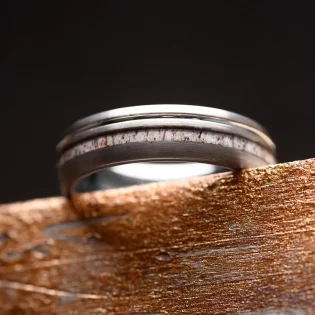 Hart Deer Antler & Silver Tungsten Steel Men’s Ring by Botanica