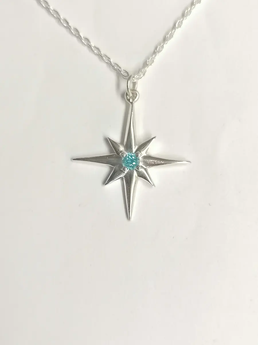 Sterling Silver Topaz Star Pendant Necklace
