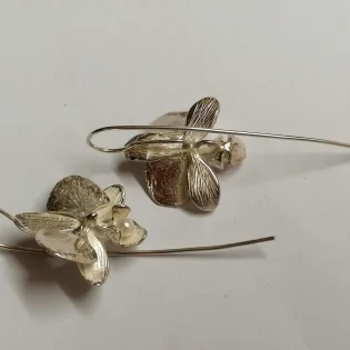 Sterling Silver & Pearl Moth Orchid Drop Earrings