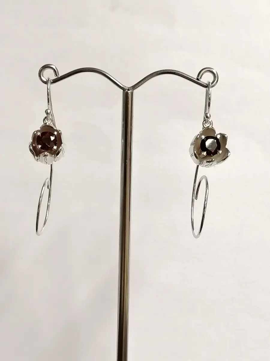 Sterling Silver Garnet Tulip Drop Earrings