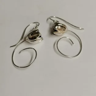 Sterling Silver Garnet Tulip Drop Earrings