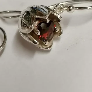 Sterling Silver Garnet Tulip Drop Earrings