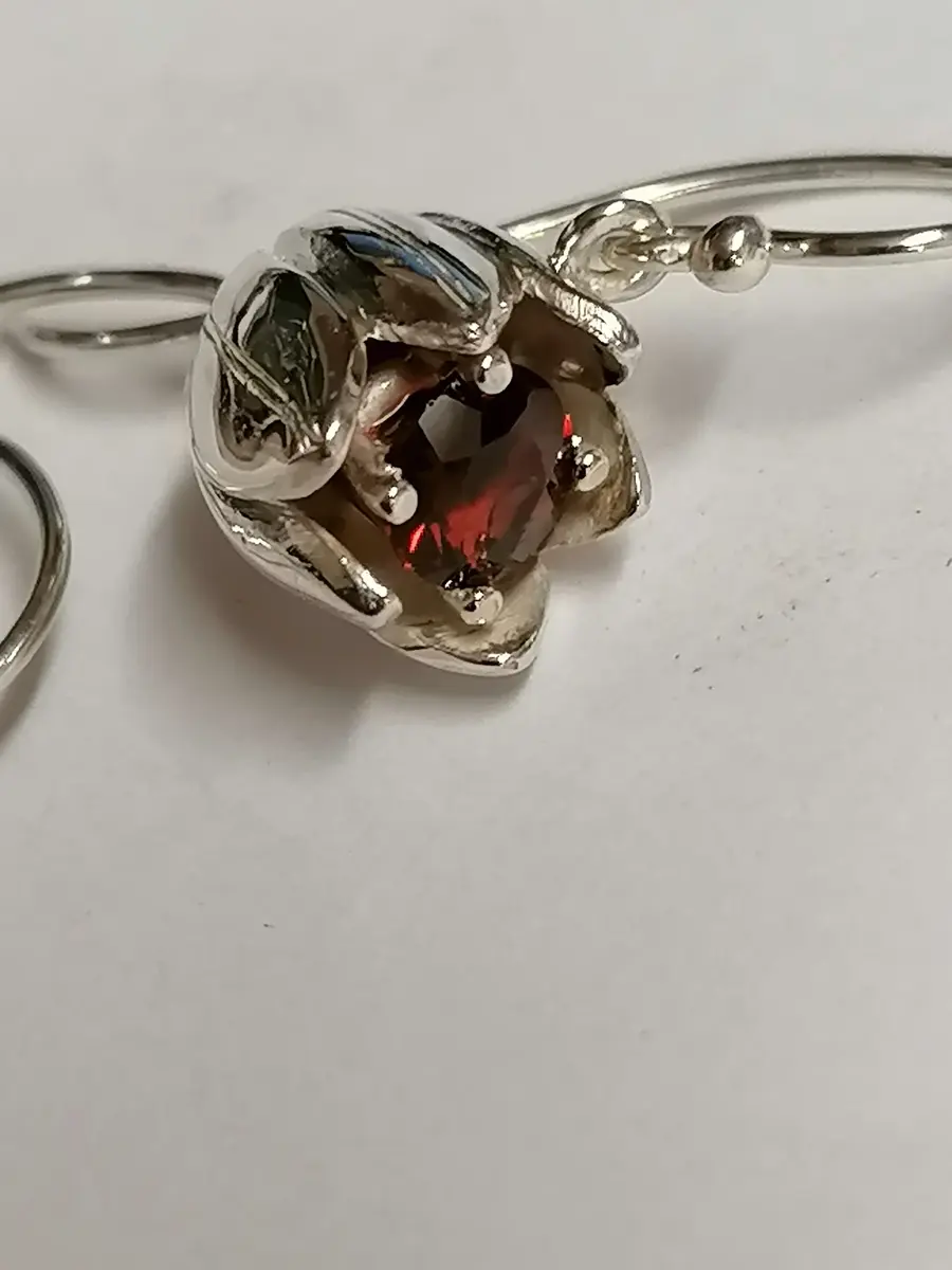 Sterling Silver Garnet Tulip Drop Earrings