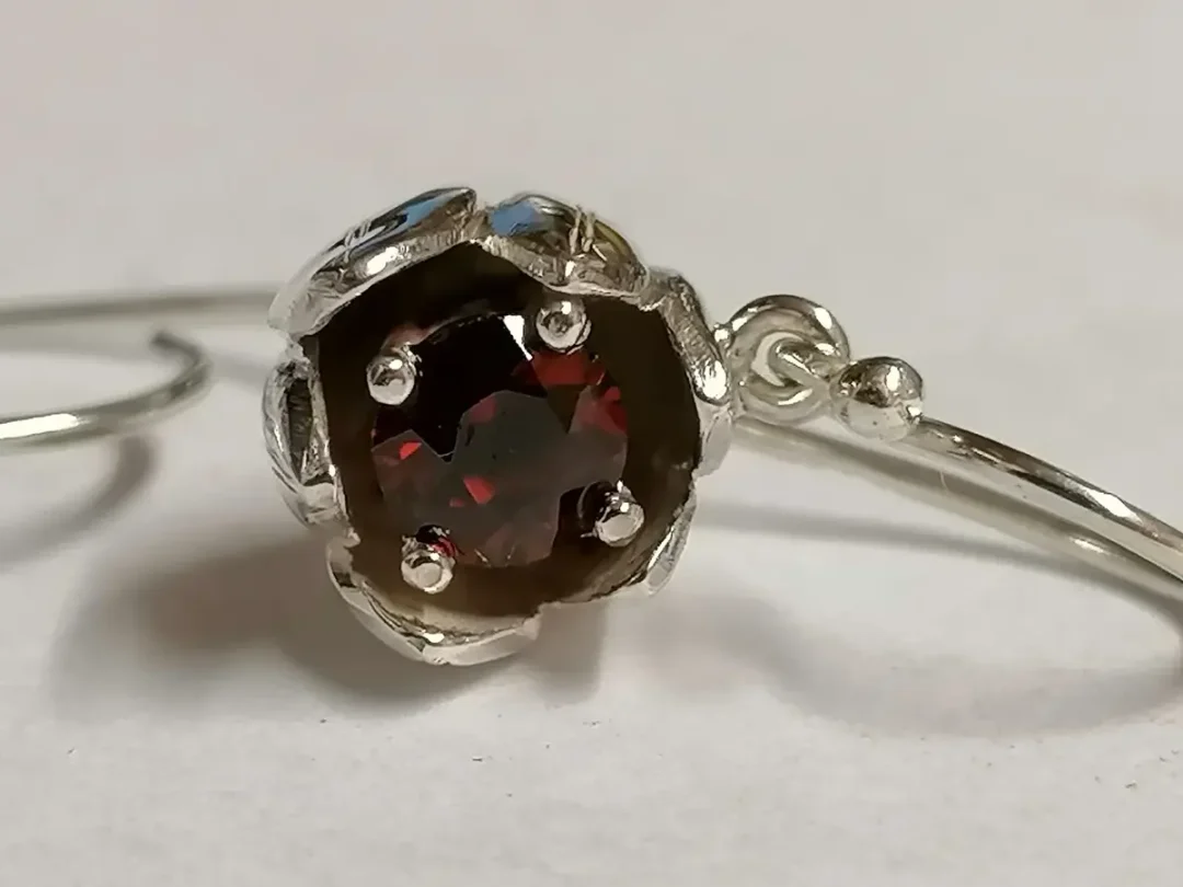 Sterling Silver Garnet Tulip Drop Earrings