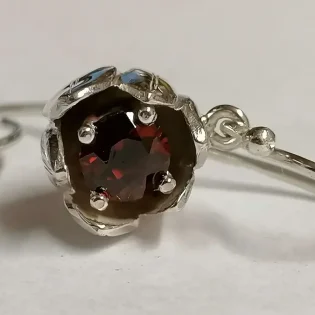 Sterling Silver Garnet Tulip Drop Earrings