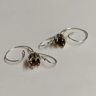 Sterling Silver Garnet Tulip Drop Earrings