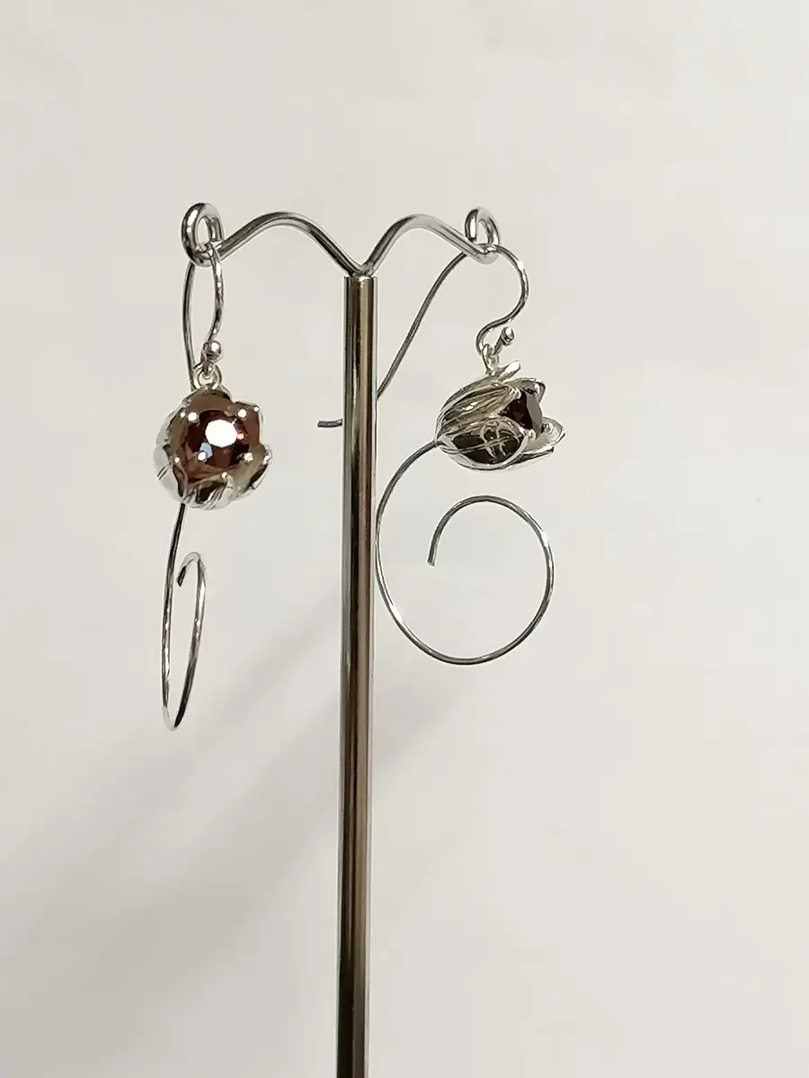 Sterling Silver Garnet Tulip Drop Earrings