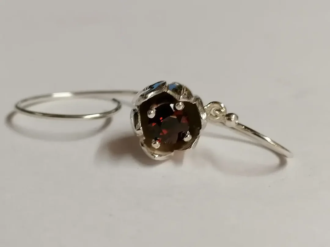 Sterling Silver Garnet Tulip Drop Earrings