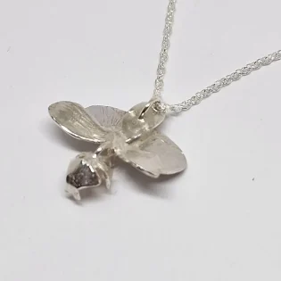 Sterling Silver & Pearl Moth Orchid Pendant Necklace