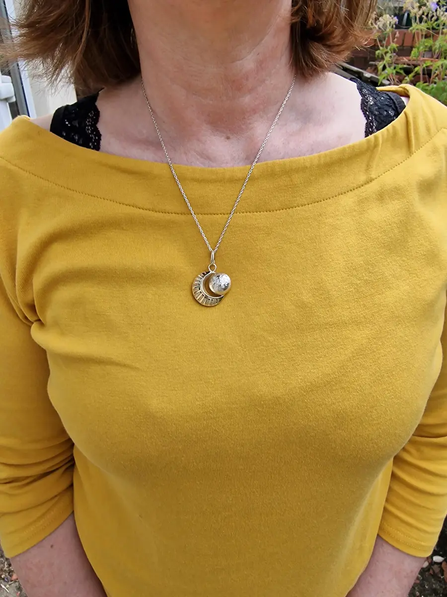 Sterling Silver & Gold Vermeil Eclipse Moon Pendant Necklace