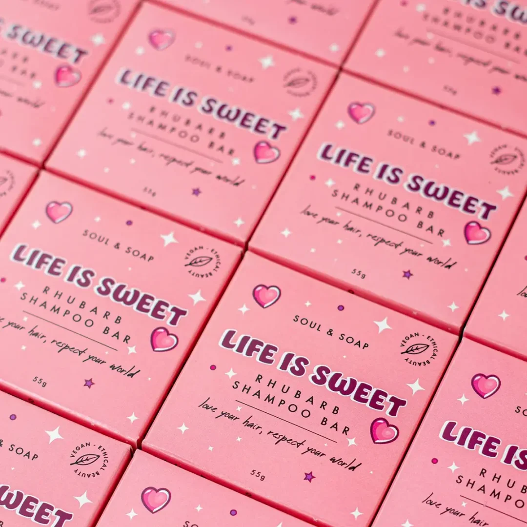 Life is Sweet Rhubarb Vegan Shampoo Bar by Soul & Soap