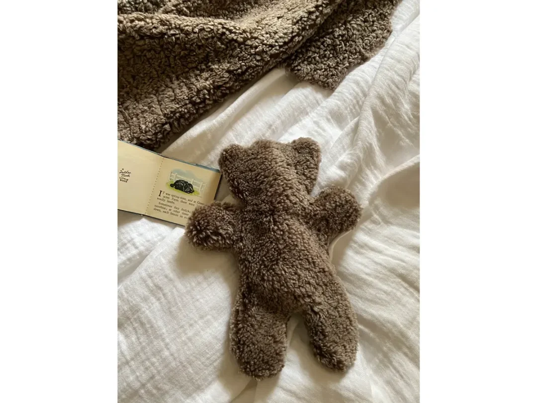 Flat Eric Jr Teddy Bear Hot Water Bottle by Owen Barry Taupe Brown