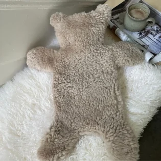 Flat Eric Papa Teddy Bear Hot Water Bottle Cover by Owen Barry Moonlight Cream